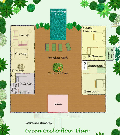 Floor plan and layout of this Thai Holiday Villa for rent